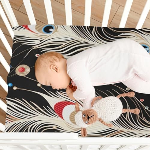 Wassud Red Feather Crib Sheets Pack and Play 28x52