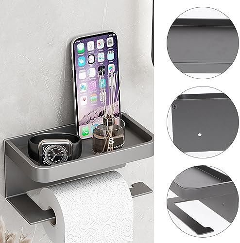 Wall Mounted Toilet Paper Holder with Shelf Storage 1