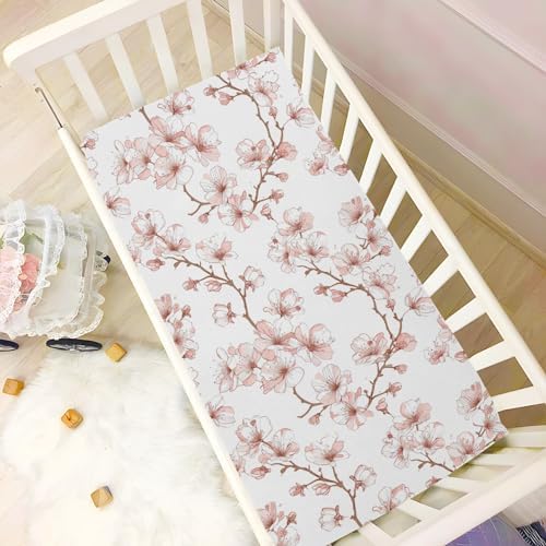 Wassud Cherry Blossoms Crib Sheets for Boys Girls