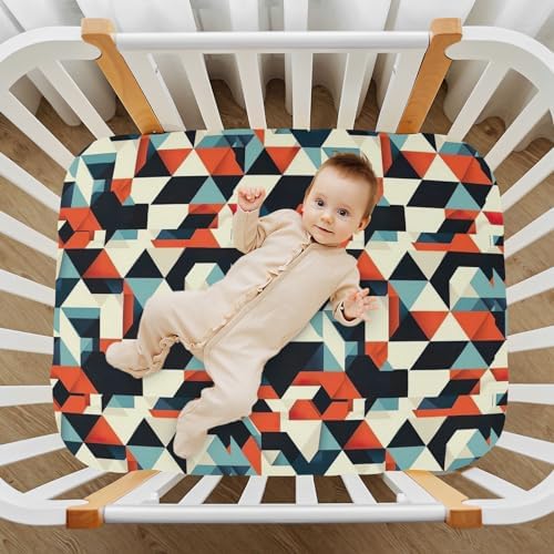 Wassud Geometric Crib Sheets Set for Boys and Girls