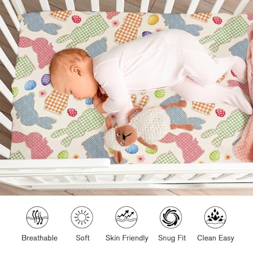 KASTLEE Easter Bunny Plaid Crib Sheets 52x28