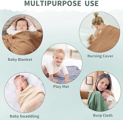 GUNTAIL Muslin Swaddle Blankets 2 Pack Soft Breathable for Newborn