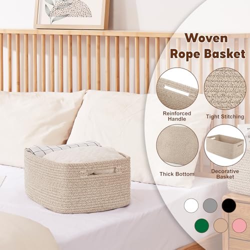 OIAHOMY Woven Rope Storage Baskets 2-Pack Brown