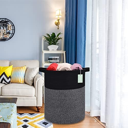 BOSROTY Large Laundry Hamper for Kids 72L Black Gray