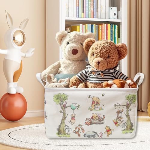 CORODER Rectangle Cute Bear Storage Basket With Waterproof PE Coating