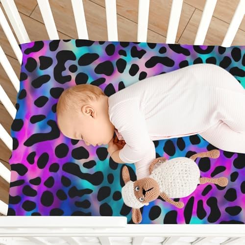 Jihqo Holographic Leopard Print Crib Sheets Pack N Play 1