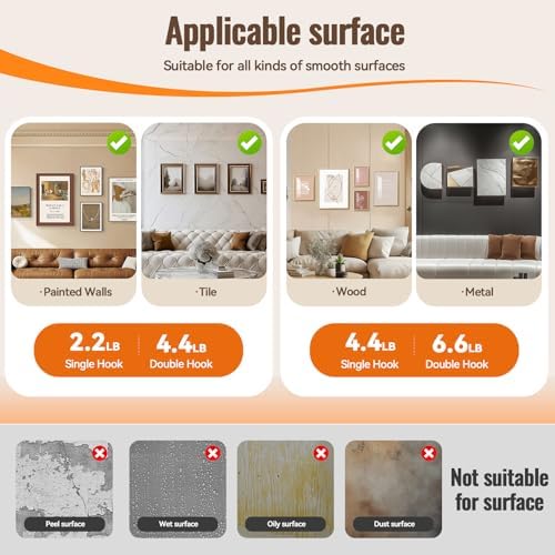 PHIXBEAR 4 Pack Extra Large Picture Frame Hangers