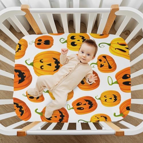FUGIDOG Halloween Pumpkin Crib Sheets for Boys Girls 1