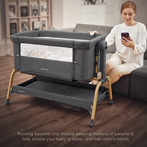 ANGELBLISS 3 in 1 Bassinet with Mattress and Wheels