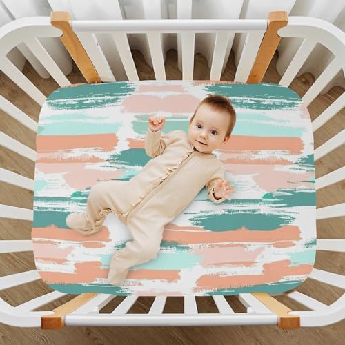 Boho Stripe Crib Sheets Set for Boys Girls 27x39 Inch
