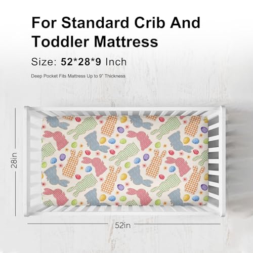 KASTLEE Easter Bunny Plaid Crib Sheets 52x28