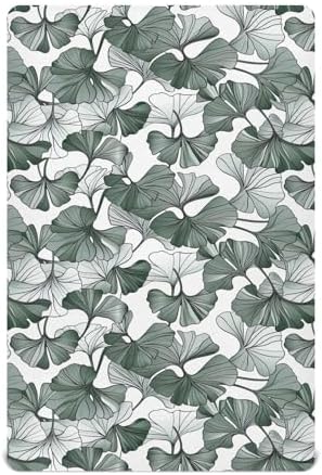 Wassud Gray Leaves Crib Sheets for Boys and Girls
