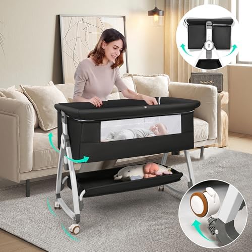 VOOI 3 in 1 Bassinet with Wheels and Canopy
