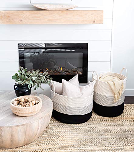 OrganiHaus Woven Cotton Rope Storage Basket 15x18