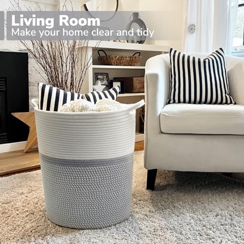 INDRESSME Grey Laundry Basket 17x15x13 Inches 1