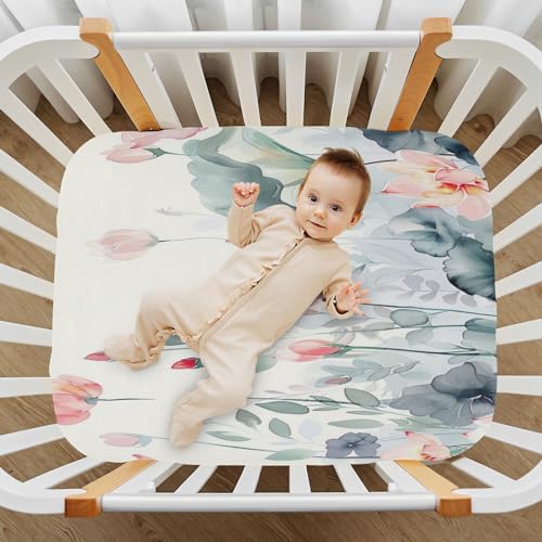 Wassud Watercolor Floral Crib Sheets Set