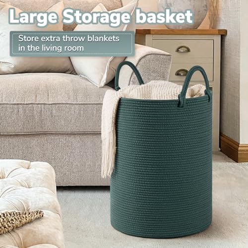 INDRESSME 197 x 138 Inch Woven Laundry Basket Hamper Green