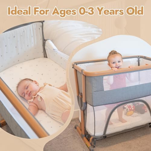 Papablic 4 in 1 Baby Bassinet with Storage Basket and Soft Mattress