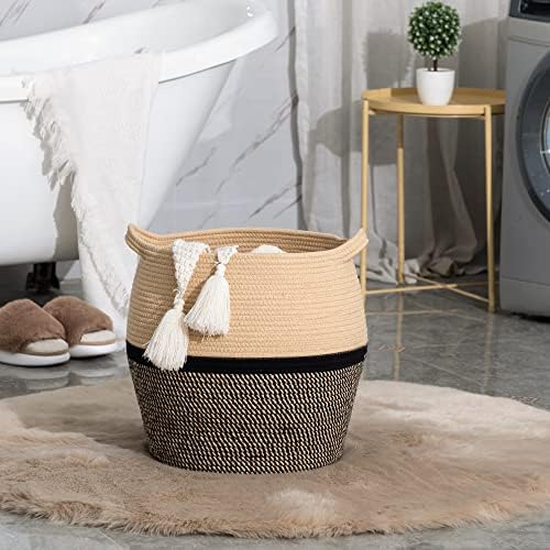 KAKAMAY Cotton Woven Storage Basket 17x17x17 Black