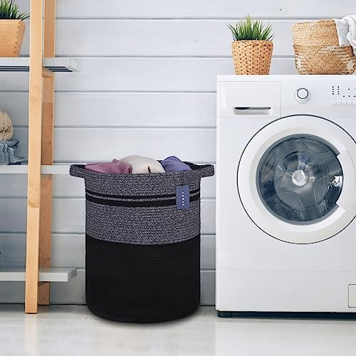COMSE Extra Large Cotton Rope Woven Laundry Basket - Black 157x217
