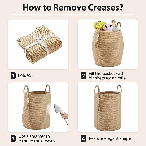 Jute Woven Rope Laundry Hamper 58L for Blanket Storage and Toys