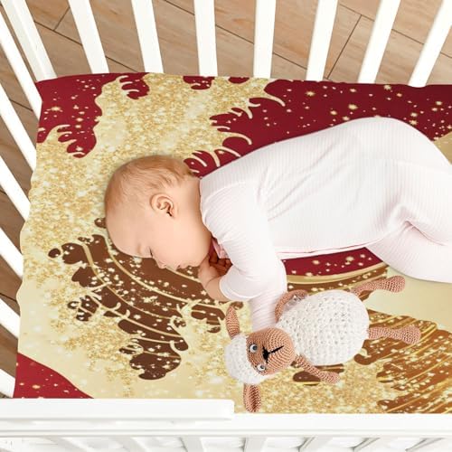 Wassud Golden Wave Crib Sheets Breathable Pack and Play 28x52 Inch