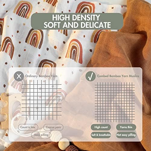 GLLQUEN BABY 6 Pack Swaddle Blankets Rainbow Design