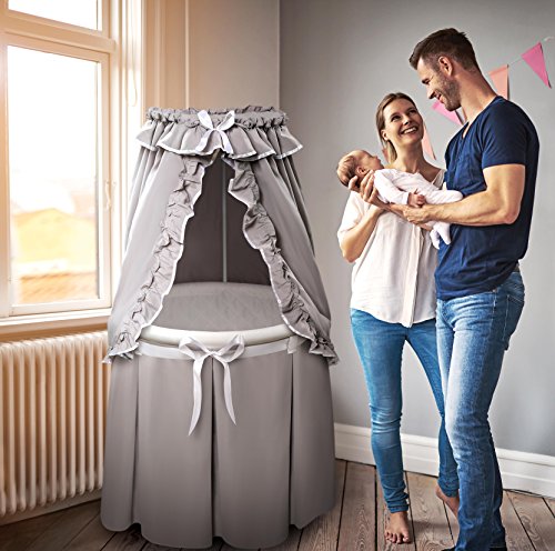 Badger Basket Empress Canopy Bassinet - GrayWhite 1