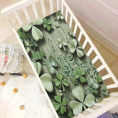 Wassud Four-Leaf Clover Crib Sheets for Boys Girls