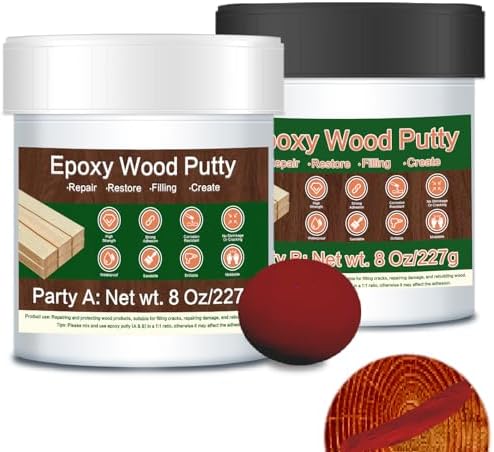 A-HEYIDA Epoxy Wood Filler - 16 oz Dark Red Putty