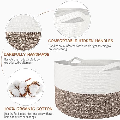 WISELIFE Large Cotton Rope Storage Basket with Handle