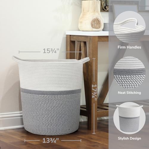 INDRESSME Grey Laundry Basket 17x15x13 Inches 1