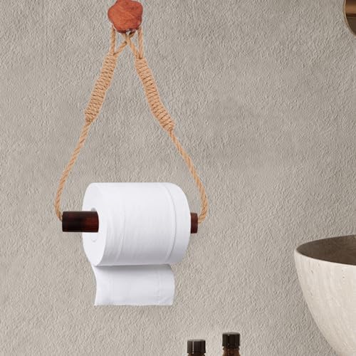 Cabilock Wood Rope Toilet Paper Holder Wall Mount Decor