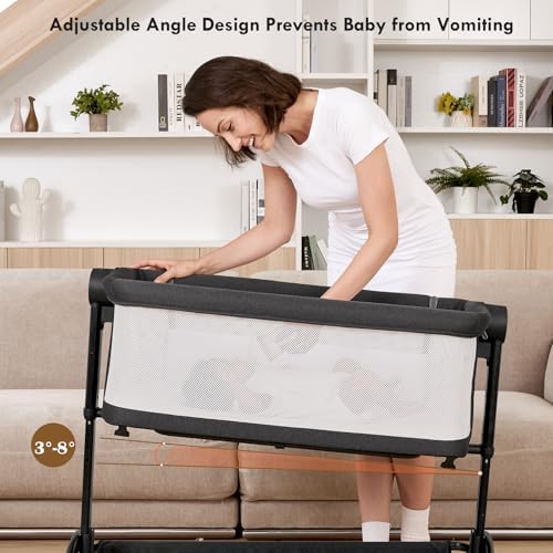 Taylengrow Baby Bassinet Bedside Sleeper - All-Mesh Portable 5 Heights
