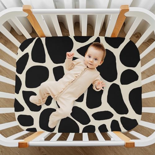 KICPOAY Fitted Crib Sheets Black Giraffe Stretchy Playard Sheets for Baby Toddler