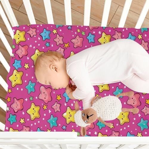 Wassud Stars Cartoon Crib Sheets for Boys Girls 27x39 Inch