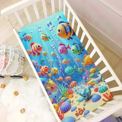 Jihqo Colorful Sea Fishes Crib Sheets 52x28