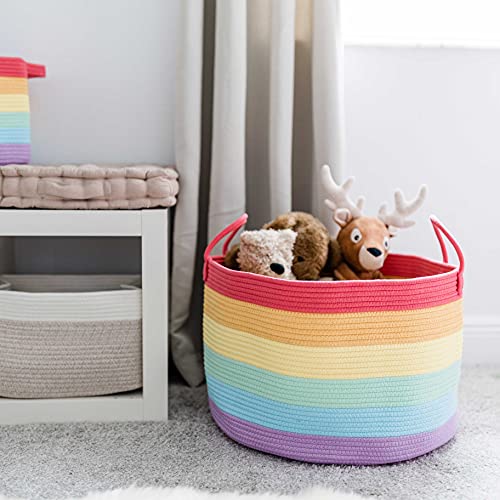 OrganiHaus Woven Blanket Basket 20x13 Rainbow
