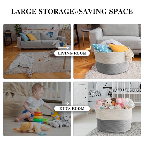 Maliton Extra Large Cotton Rope Storage Basket 22x22x14 1