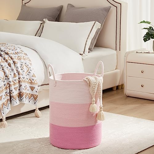 Fionas Magic Cotton Rope Laundry Hamper 58L Pink