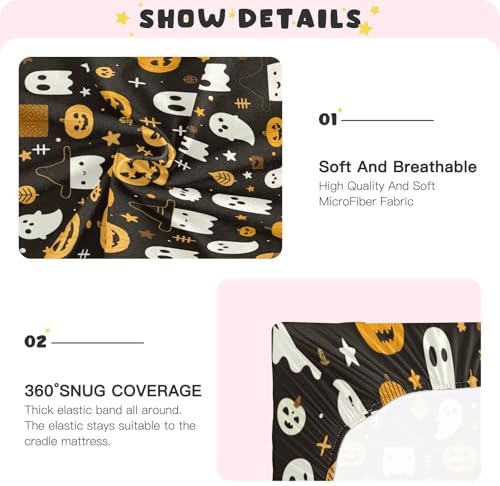 FUGIDOG Halloween Boo Crib Sheets