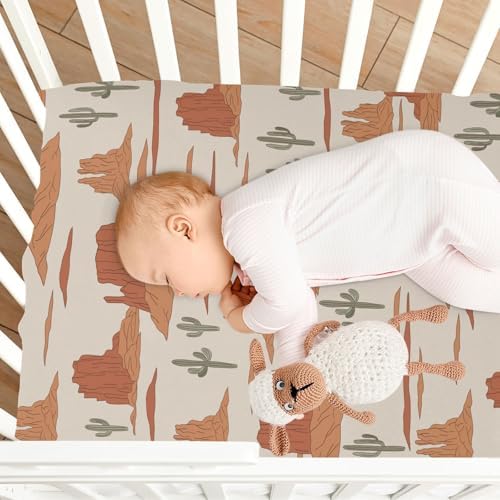 KICPOAY Fitted Crib Sheet with Cactus Pattern