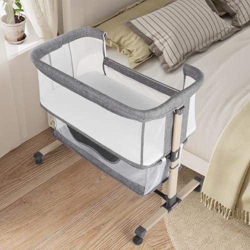 Cowiewie Bassinet Bedside Sleeper Portable Breathable