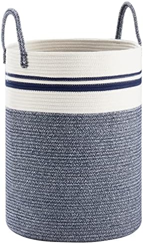 YOUDENOVA Woven Rope Laundry Hamper 58L Blue Tall Basket
