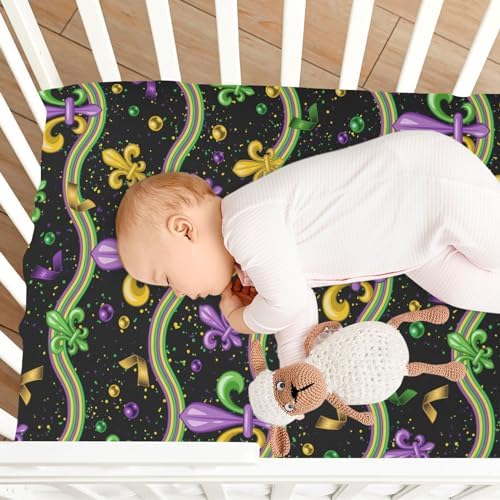 Fitted Crib Sheets Mardi Gras Stripes Playard Sheets for Baby Toddler