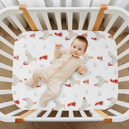 Fitted Crib Sheets with Stretchy Leghorn Pattern for Baby Playard