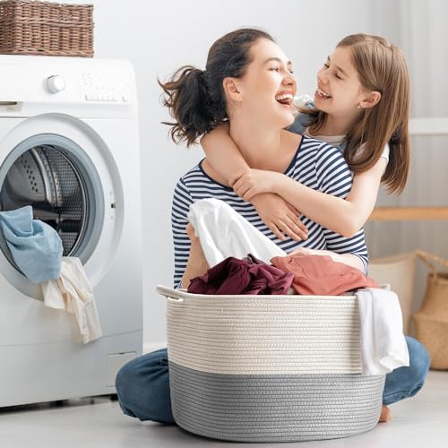 Maliton Extra Large Cotton Rope Storage Basket 22x22x14 1