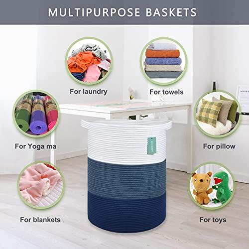 BOSROTY Large Woven Laundry Basket 72L 16x22 Multi-Use Storage