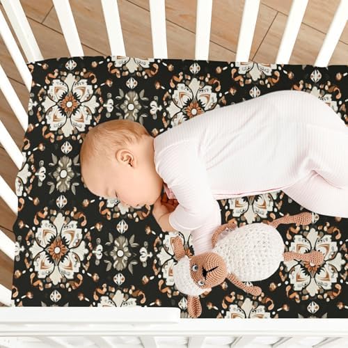 Wassud Brown Ornamental Crib Sheets 27x39 Inch Pack and Play