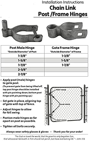 2-78 Chain Link Fence Gate Post Hinge 2 Pack
